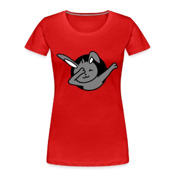 Hase Dabbing Dab Dance Pose Tanzen Loch Party Fun - Frauen Premium Bio T-Shirt - Rot - Vorne - Mia (176cm)