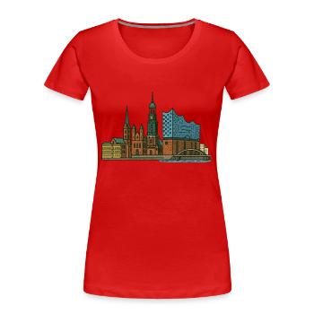 Horizon de Hambourg - T-shirt bio Premium Femme - rouge - Devant - Mia (176cm)