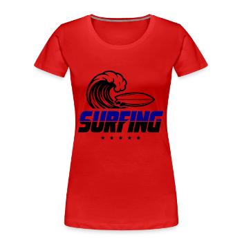 Planche de surf - T-shirt bio Premium Femme - rouge - Devant - Mia (176cm)