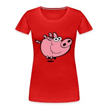 flying pig - Frauen Premium Bio T-Shirt - Rot - Vorne - Mia (176cm)