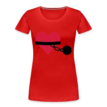 coeur enchaîné - T-shirt bio Premium Femme - rouge - Devant - Mia (176cm)