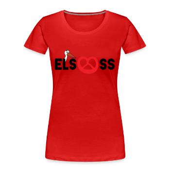 Alsace : cigogne & bretzel - T-shirt bio Premium Femme - rouge - Devant - Mia (176cm)