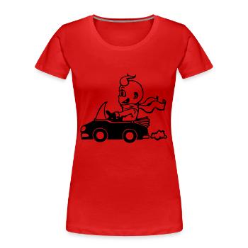 Der Cabrio-Fahrer - Frauen Premium Bio T-Shirt - Rot - Vorne - Mia (176cm)