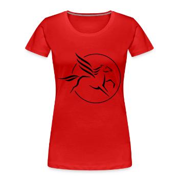 Pegasus im Kreis - Frauen Premium Bio T-Shirt - Rot - Vorne - Mia (176cm)