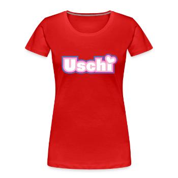 Uschi - T-shirt bio Premium Femme - rouge - Devant - Mia (176cm)