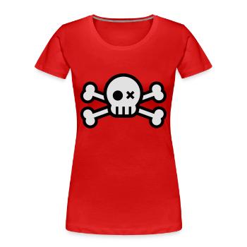 crâne et os croisés - T-shirt bio Premium Femme - rouge - Devant - Mia (176cm)
