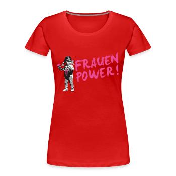 FRAUENPOWER Statement Shirt zum Weltfrauentag - Frauen Premium Bio T-Shirt - Rot - Vorne - Mia (176cm)