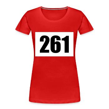 Numéro de départ 261 - T-shirt bio Premium Femme - rouge - Devant - Mia (176cm)