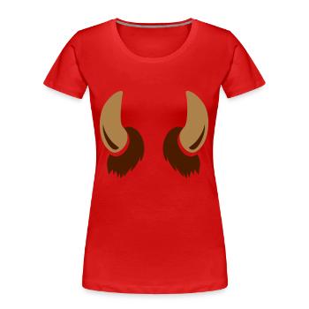 Yeti Big foot creature horns - Women's Premium Organic T-Shirt - red - Front - Mia (176cm)