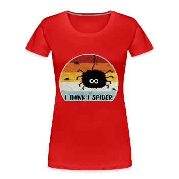I Think I Spider Retro Ich Glaub Ich Spinne Fliege - Frauen Premium Bio T-Shirt - Rot - Vorne - Mia (176cm)