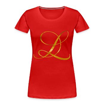 Goldener Buchstabe L im Vintage Design - Frauen Premium Bio T-Shirt - Rot - Vorne - Mia (176cm)