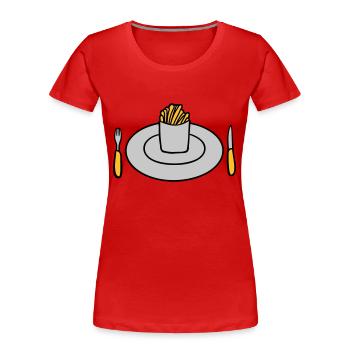 Teller Pommes Frites - Frauen Premium Bio T-Shirt - Rot - Vorne - Mia (176cm)