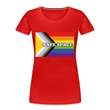 Inclusive Pride Progress Flag SAFE SPACE - Women's Premium Organic T-Shirt - red - Front - Mia (176cm)