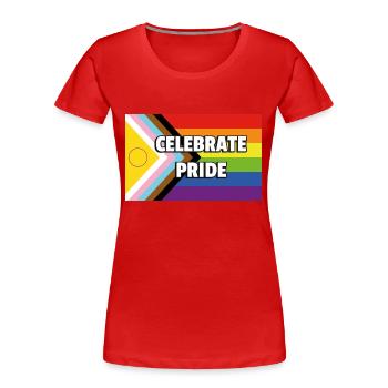 Inclusive Pride Progress Flag CELEBRATE PRIDE - Women's Premium Organic T-Shirt - red - Front - Mia (176cm)