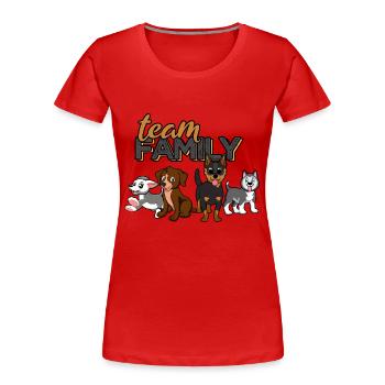 équipe famille chien sport chien famille valeurs animal - T-shirt bio Premium Femme - rouge - Devant - Mia (176cm)