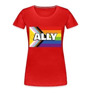Pride Ally Inclusive Pride Progress Flag - Women's Premium Organic T-Shirt - red - Front - Mia (176cm)