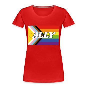 Ally Inclusive Pride Progress Flag - Women's Premium Organic T-Shirt - red - Front - Mia (176cm)