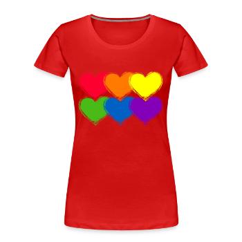 Pride Heart Lgbtq Bisexual Rainbow Love Transgende - Frauen Premium Bio T-Shirt - Rot - Vorne - Mia (176cm)
