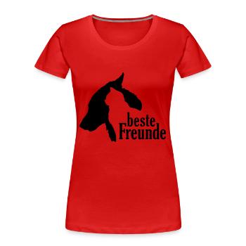 Dog Cat Best Friends Faithful Companion Companion - Women's Premium Organic T-Shirt - red - Front - Mia (176cm)