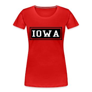 Iowa - Frauen Premium Bio T-Shirt - Rot - Vorne - Mia (176cm)