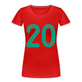 20 JAHRE. 20-jähriges JUBILÄUM. JUBILÄUM 20 JAHRE. 20 - Frauen Premium Bio T-Shirt - Rot - Vorne - Mia (176cm)