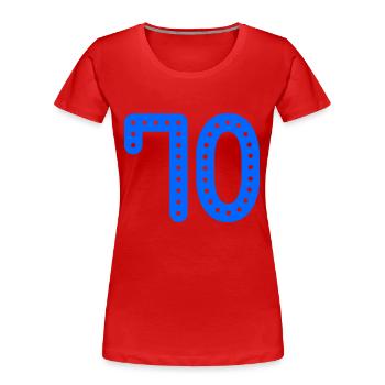 70 JAHRE. 70-jähriges JUBILÄUM. JUBILÄUM 70 JAHRE. 70 - Frauen Premium Bio T-Shirt - Rot - Vorne - Mia (176cm)