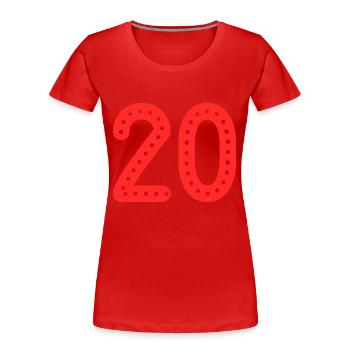 20 JAHRE. 20-jähriges JUBILÄUM. JUBILÄUM 20 JAHRE. 20 - Frauen Premium Bio T-Shirt - Rot - Vorne - Mia (176cm)