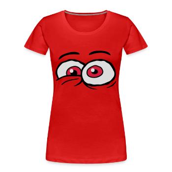 Comic Augen verrücktes Design - Frauen Premium Bio T-Shirt - Rot - Vorne - Mia (176cm)