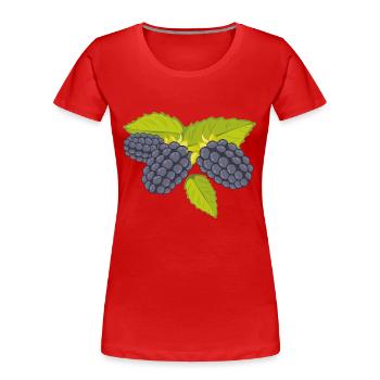 Brombeere - Frauen Premium Bio T-Shirt - Rot - Vorne - Mia (176cm)