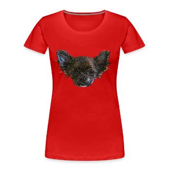 Chihuahua Gesicht - Frauen Premium Bio T-Shirt - Rot - Vorne - Mia (176cm)
