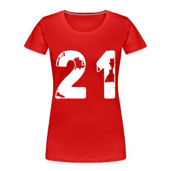 21 Maillot numéro - T-shirt bio Premium Femme - rouge - Devant - Mia (176cm)