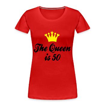 50e anniversaire - T-shirt bio Premium Femme - rouge - Devant - Mia (176cm)