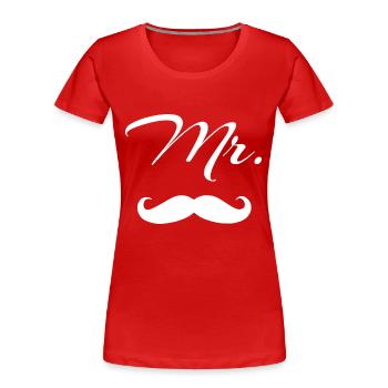 MR. MISTER MANN BART - Frauen Premium Bio T-Shirt - Rot - Vorne - Mia (176cm)