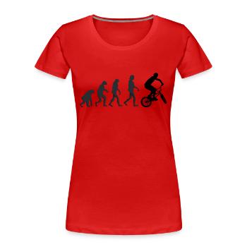 Fahrrad - Menschliche Evolution - Frauen Premium Bio T-Shirt - Rot - Vorne - Mia (176cm)