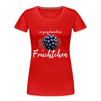 Früchtchen frech - Frauen Premium Bio T-Shirt - Rot - Vorne - Mia (176cm)