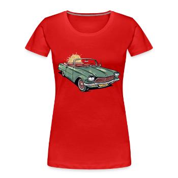 French convertible car - Women's Premium Organic T-Shirt - red - Front - Mia (176cm)