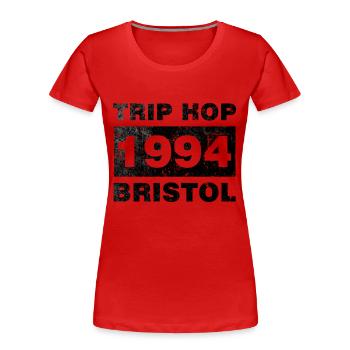 TRIP HOP BRISTOL NOIR - T-shirt bio Premium Femme - rouge - Devant - Mia (176cm)