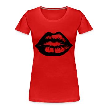 Lips, mouth, kissing lips - Women's Premium Organic T-Shirt - red - Front - Mia (176cm)