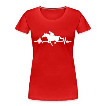 Herzschlag Pferd - Hengst Stute Ross Reitsport - Frauen Premium Bio T-Shirt - Rot - Vorne - Mia (176cm)