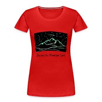 Bergmagie, Berge unter Nachthimmel, wandern, berg - Frauen Premium Bio T-Shirt - Rot - Vorne - Mia (176cm)