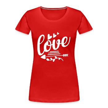 Love mit Pfeilen und Herzen - Frauen Premium Bio T-Shirt - Rot - Vorne - Mia (176cm)