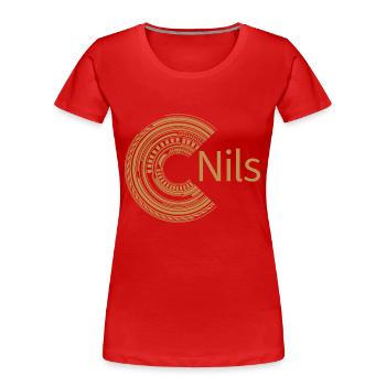 Pour Nils - T-shirt bio Premium Femme - rouge - Devant - Mia (176cm)