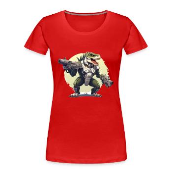 Space Dinosaur - Women's Premium Organic T-Shirt - red - Front - Mia (176cm)