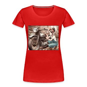 Manga Mechanik Mädchen - Frauen Premium Bio T-Shirt - Rot - Vorne - Mia (176cm)
