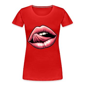 Sexy Pretty Lips & Tongue - Sinnlicher Charme - Frauen Premium Bio T-Shirt - Rot - Vorne - Mia (176cm)