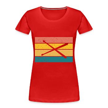 Retro Drumsticks Schlagzeuger - Frauen Premium Bio T-Shirt - Rot - Vorne - Mia (176cm)