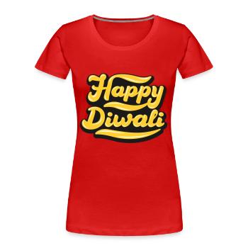 Joyeux Diwali | Diwali | Réf. 02 - T-shirt bio Premium Femme - rouge - Devant - Mia (176cm)