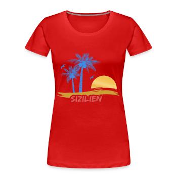 Plage Sicile - T-shirt bio Premium Femme - rouge - Devant - Mia (176cm)