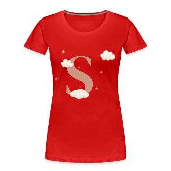 Buchstabe s Wolken Sterne - Frauen Premium Bio T-Shirt - Rot - Vorne - Mia (176cm)
