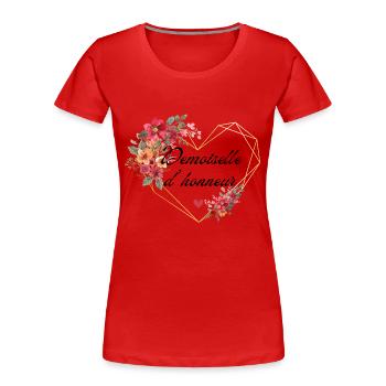 Brautjungfer Gold Herz Blumen - Frauen Premium Bio T-Shirt - Rot - Vorne - Mia (176cm)